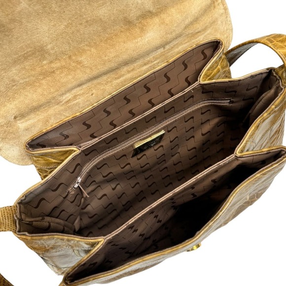 Vintage Sharif Leather Patchwork Shoulder Crossbody Bag Tan Animal Texture - Picture 6 of 7